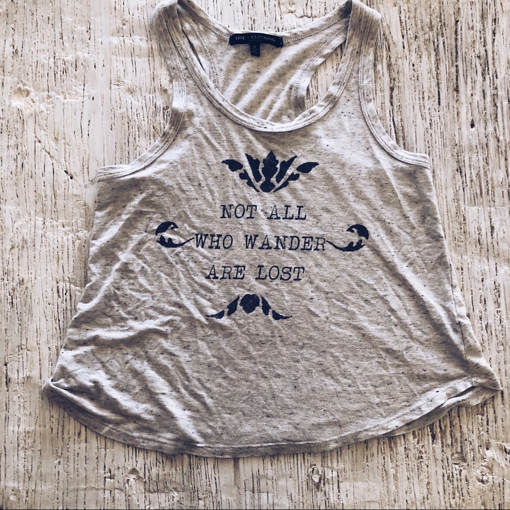 Gray Not All Who Wander Are Lost Tank Top